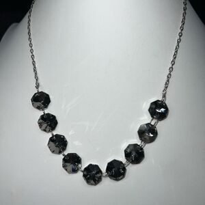 Gray Faceted Large Crystal Necklace